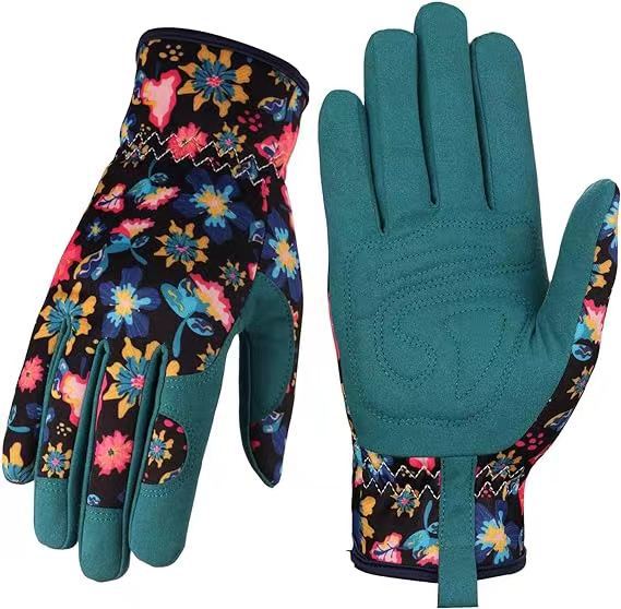 Floral Print Gardening Gloves – Microfiber Grip for Planting & Weeding