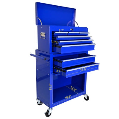 8-Drawer Rolling Tool Chest with Lockable Top Box, 4 Colors