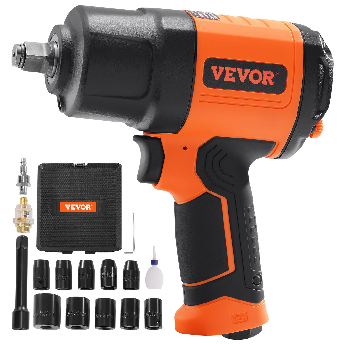 1-Inch Drive Air Impact Wrench, 3,160 Ft-Lbs Torque, 8" Extended Anvil for Heavy Equipment