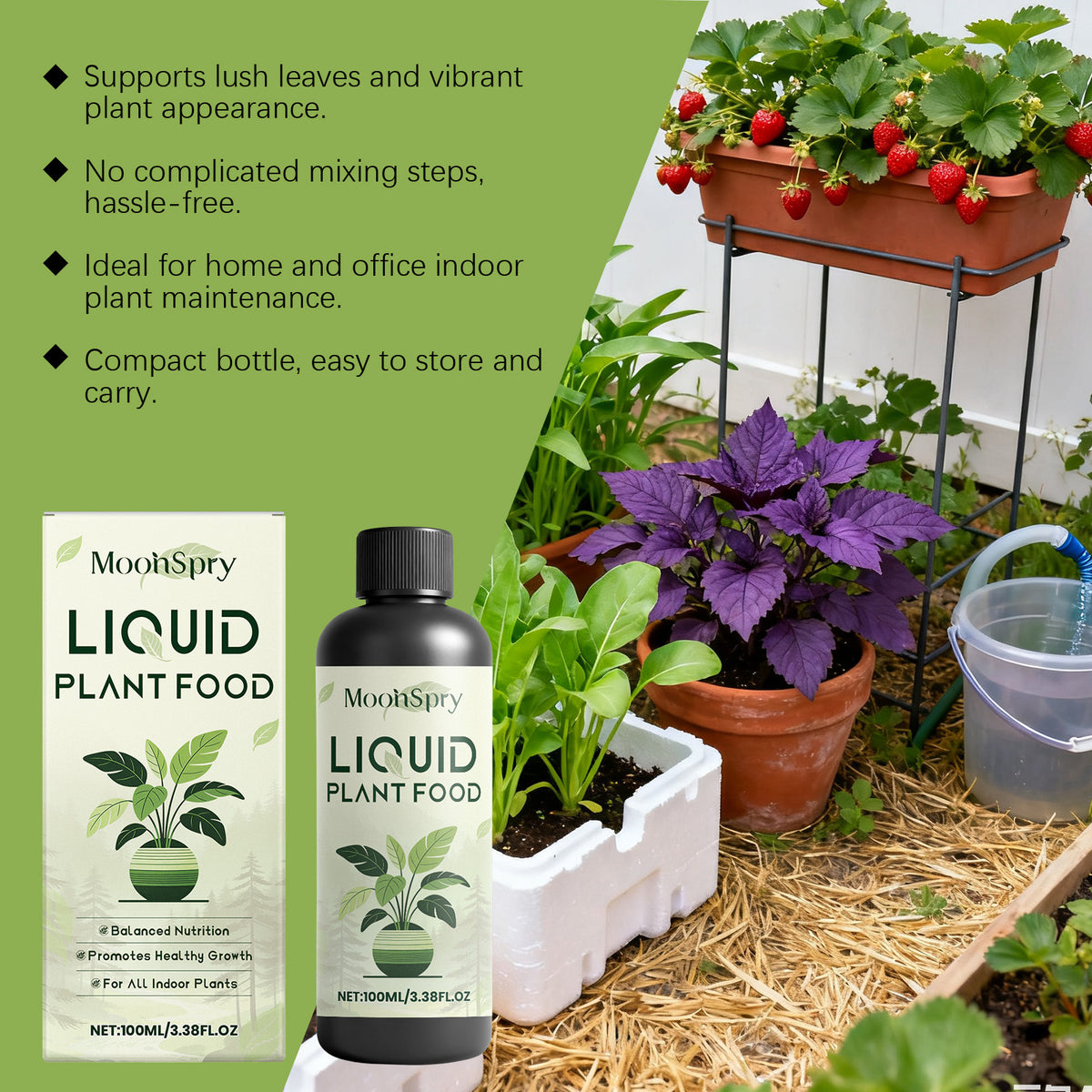 MoonSpry Liquid Plant Food, 100ml Concentrated Formula