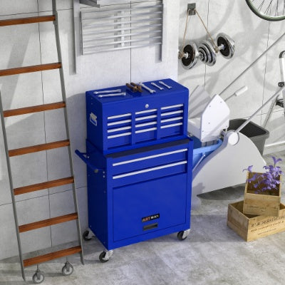 8-Drawer Rolling Tool Chest with Lockable Top Box, 4 Colors