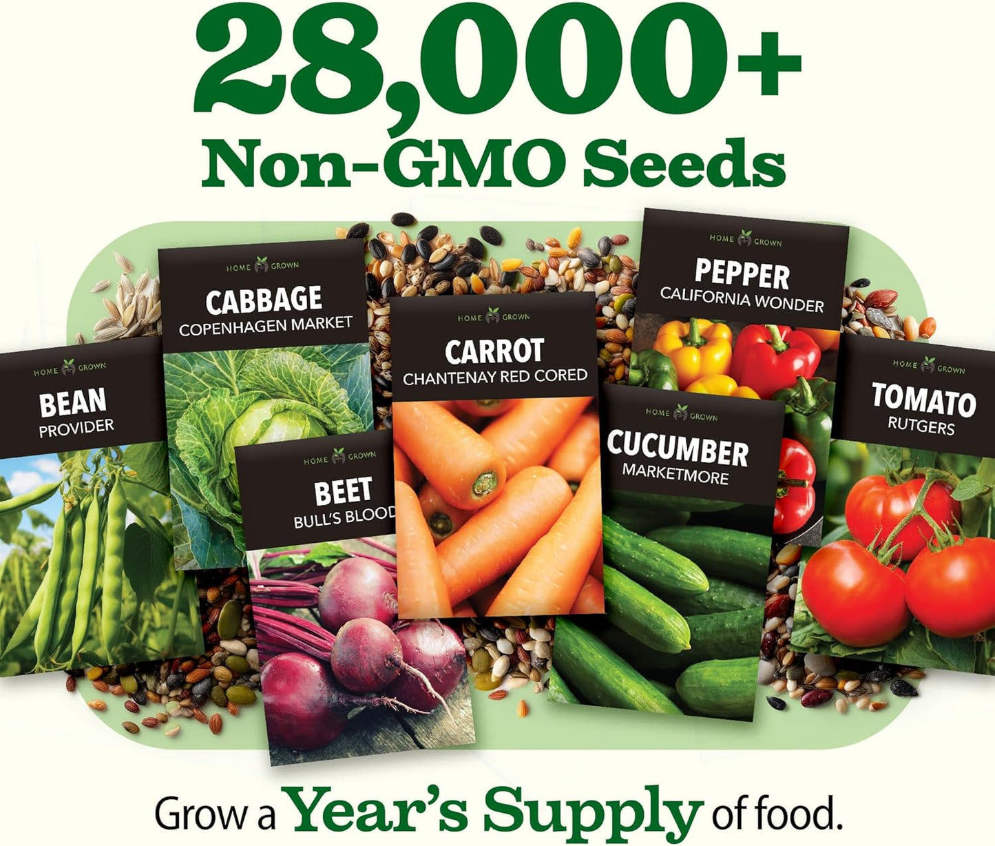 55 Vegetable Seeds Pack ā 28,000+ šØš¦š Heirloom š”š¢š”-šš š¢ Seeds for Planting ā Spring, Fall, Winter Garden Kit ā Survival Seed Vault for Preppers & Gardeners ā Gift for Men & Women
