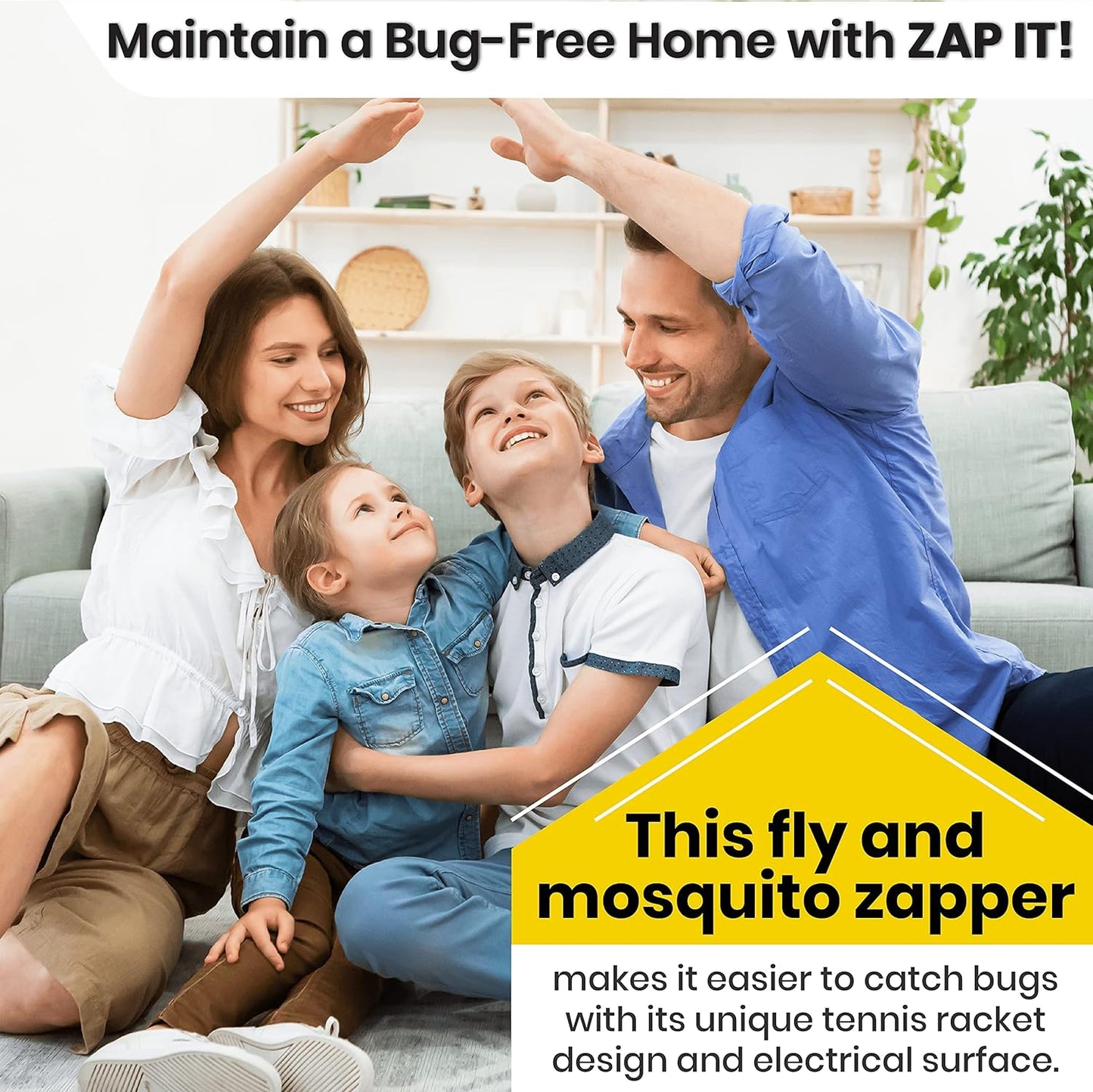 Zap It Bug Zapper Battery Powered (2Xaa Included) Bug Zapper Racket, 3,500 Volt, 2 Pack