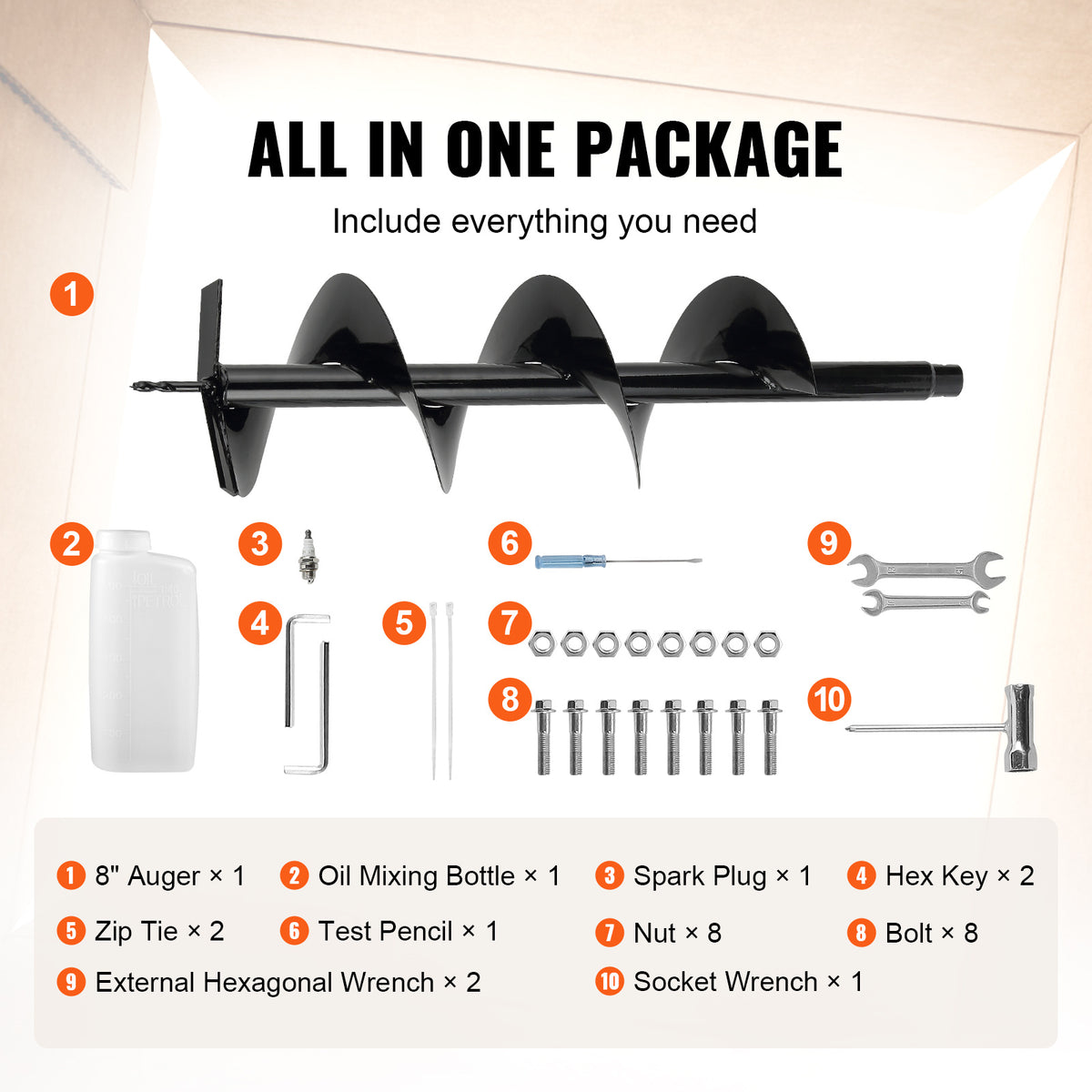 43cc Gas Post Hole Digger with 6-Inch x 30-Inch Auger Bit