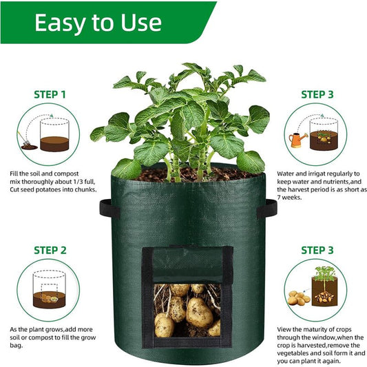 10-Gallon Potato Grow Bags, 6-Pack with Harvest Flap - Rooted Supplies