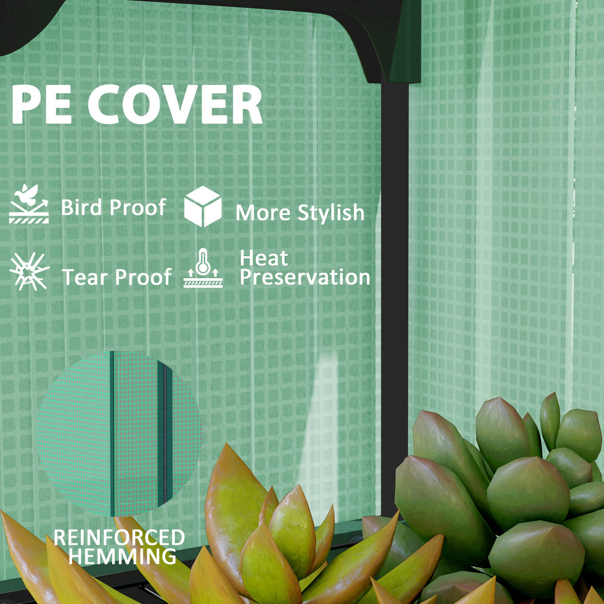 4-Tier Mini Greenhouse with Mesh Roof & PE Cover (27.6x19.7x62 in)