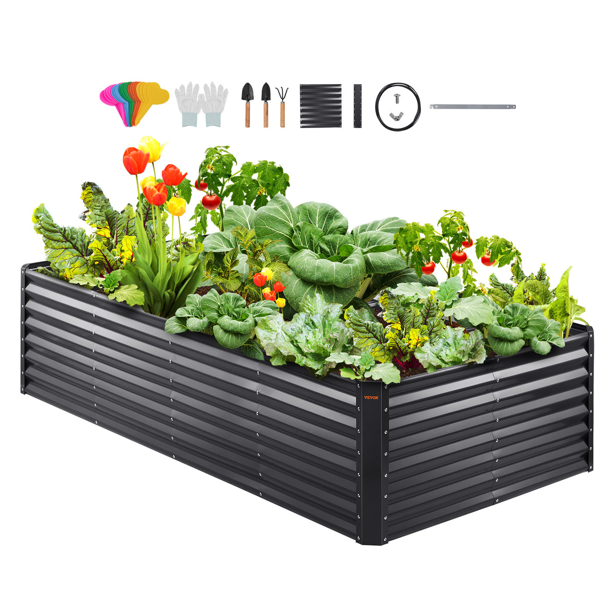 Galvanized Raised Garden Bed, 94.5 x 47.2 x 23.6 Inches