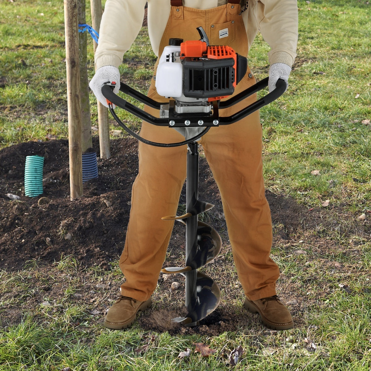 43cc Gas Post Hole Digger with 6-Inch x 30-Inch Auger Bit