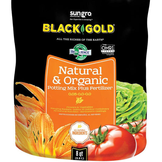 Black Gold Natural & Organic Potting Soil with Fertilizer, 8 qt