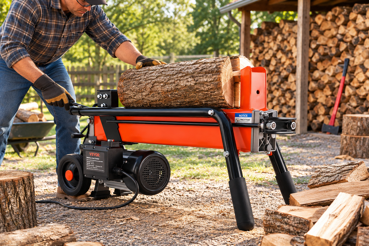 Electric Log Splitter in Action