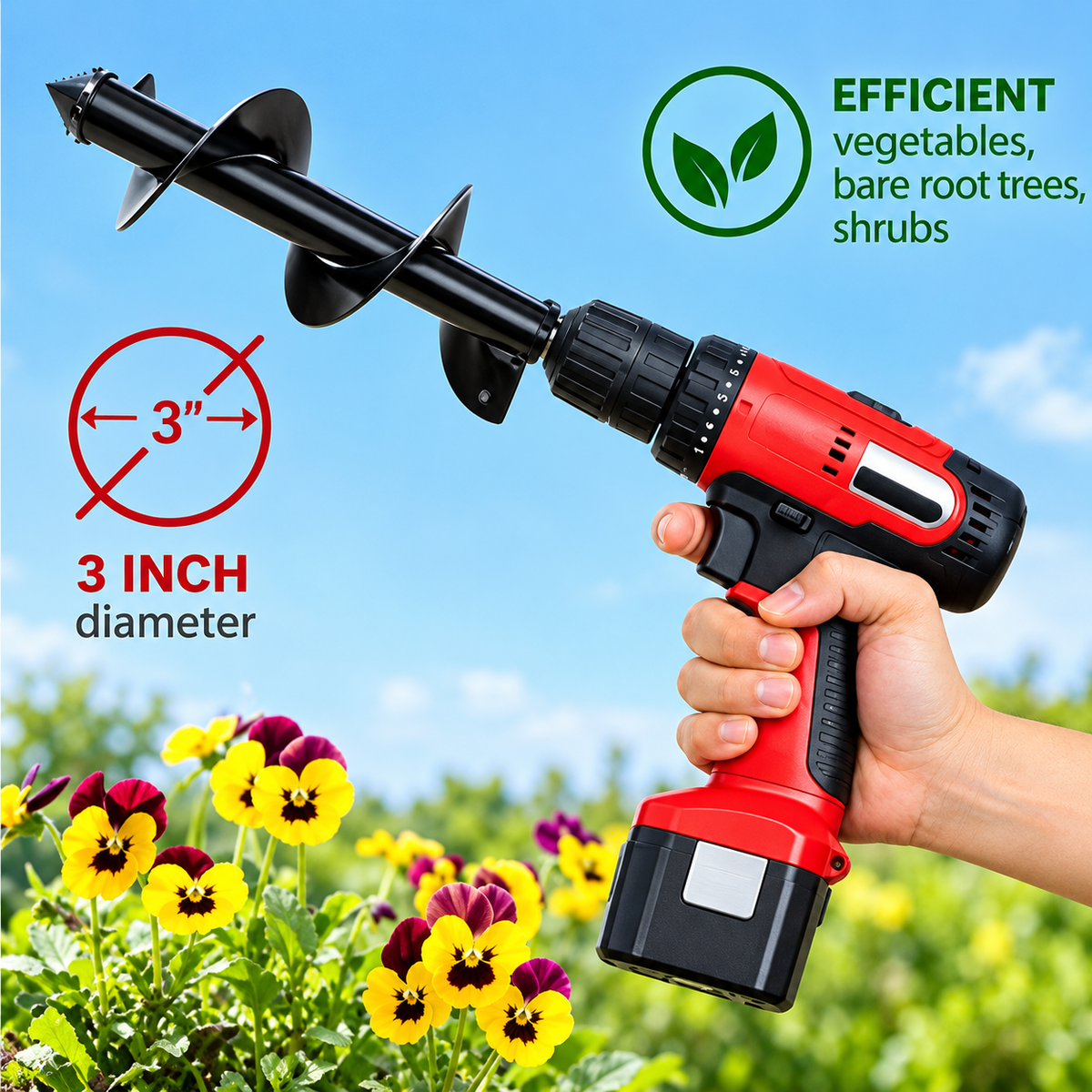 Garden Auger Drill Bit for Planting, 3 Size Options