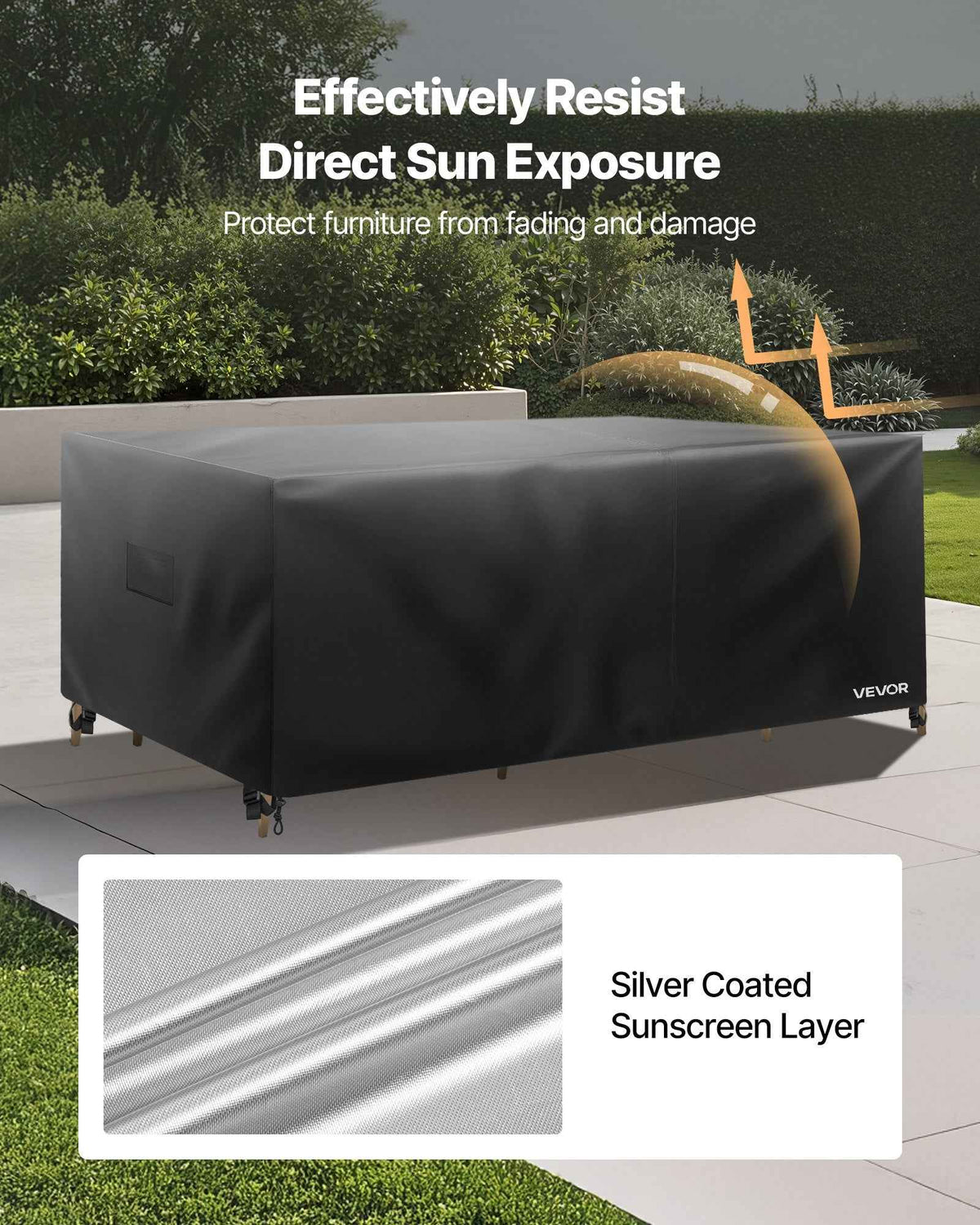 Outdoor Patio Furniture Cover, 126 x 63 In, Black