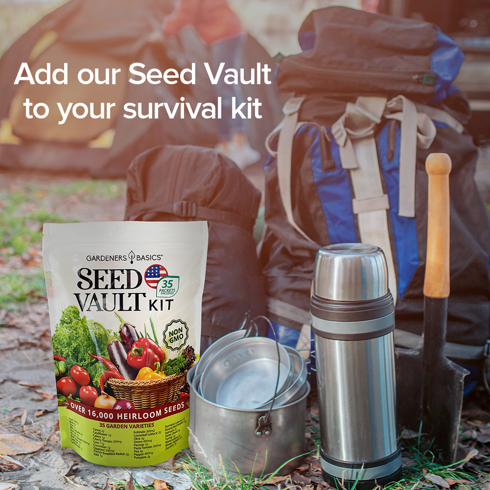 Vegetable Seed Vault Kit, 35 Non-GMO Heirloom Varieties, 16,000+ Seeds with Plant Markers