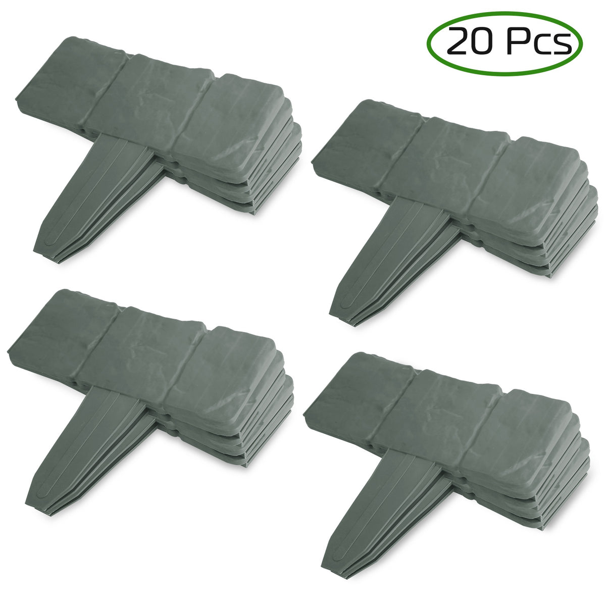 Cobblestone Lawn Edging Border, 20-Piece Set, 16 ft