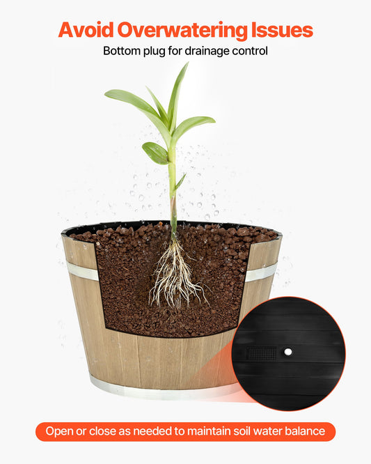 Rustic Whiskey Barrel Planter 11.81" x 8.27", Weather-Resistant, 4-Pack