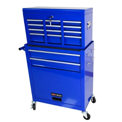 8-Drawer Rolling Tool Chest with Lockable Top Box, 4 Colors