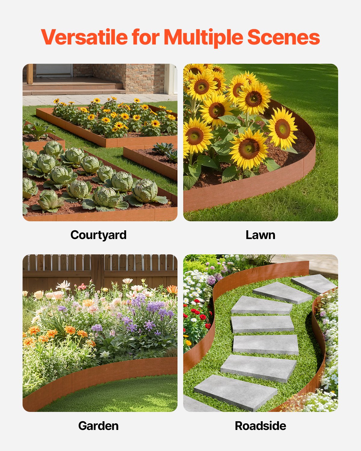 Weathering Steel Landscape Edging, 6-Pack, 40 x 8 In