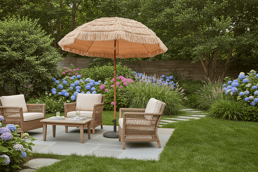 6 ft Thatched Tiki Umbrella with Aluminum Frame for Backyard, Pool, and Garden - Rooted Supplies