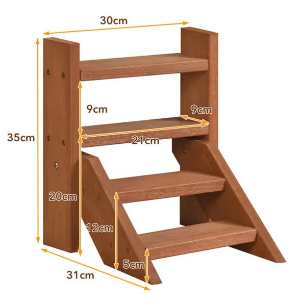 3-Tier Wood Step Plant Stand – Waterproof, Indoor & Outdoor, 12"W x 13.8"H - Rooted Supplies