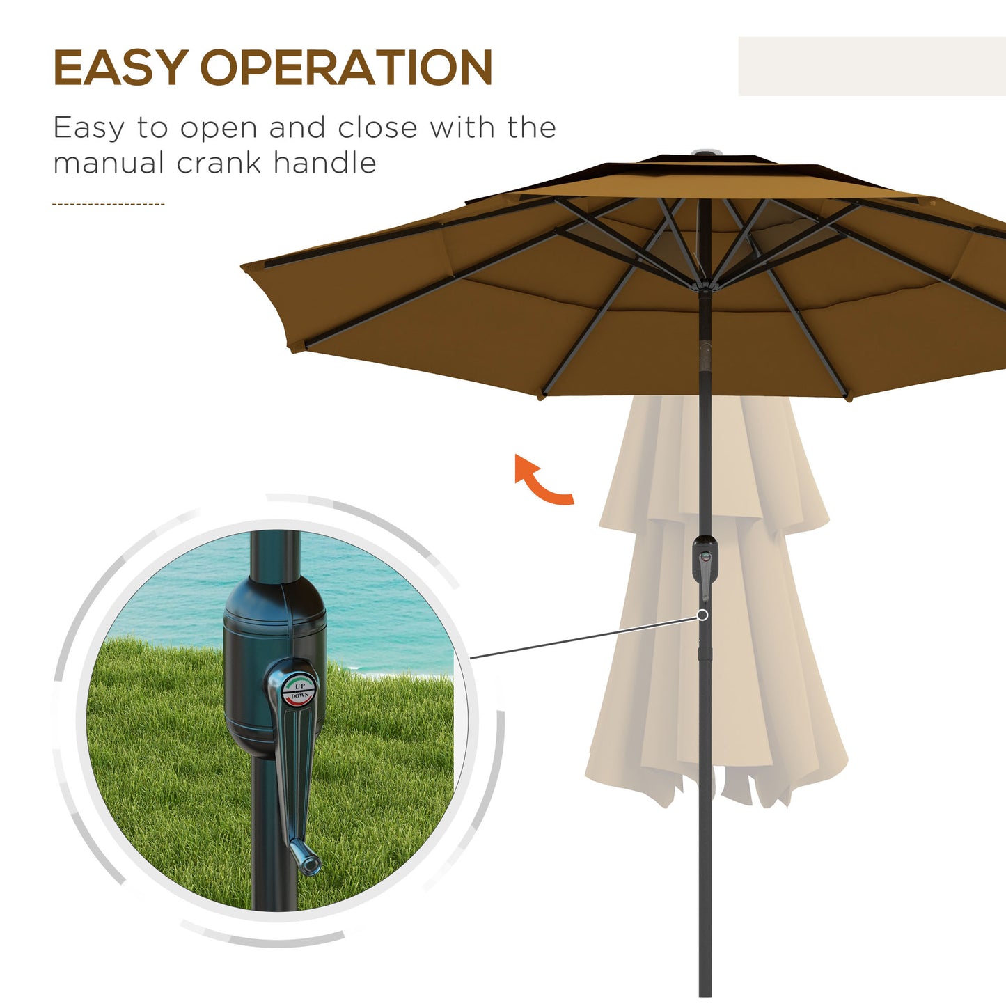 9 ft Patio Umbrella with Crank, Wind Resistant Canopy & Tilt – Tan