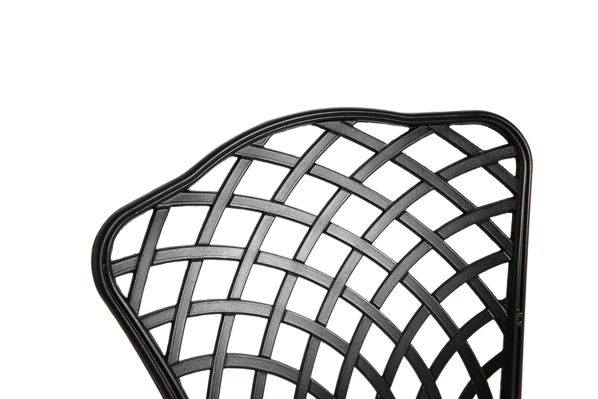 3-Piece Cast Aluminum Bistro Set – Floral & Lattice Design, Rustproof, Black