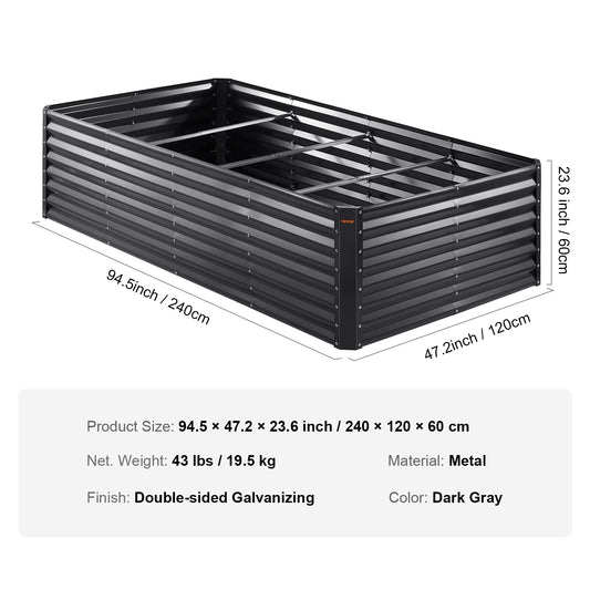 Galvanized Raised Garden Bed β 94.5" x 47.2" x 23.6" Metal Planter Box