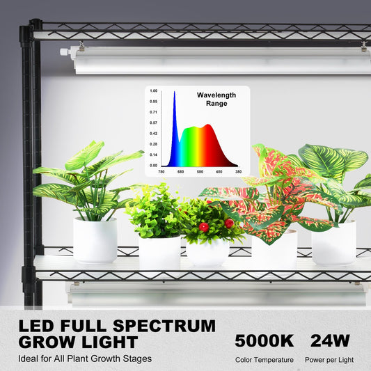 6-Tier Plant Stand with Full Spectrum Grow Lights (192W LED, 29.5"L)