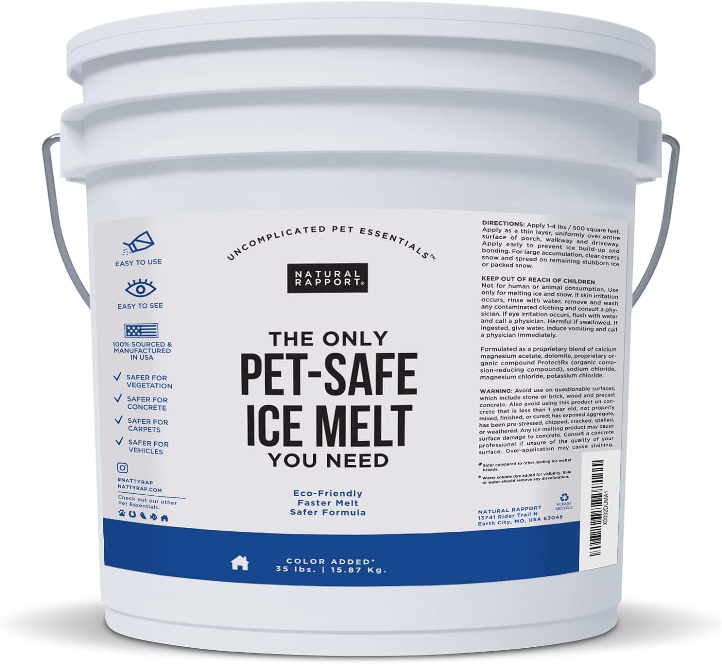 Pet Friendly Ice Melt - Calcium Chloride Free, Pet Safe Ice Melter, Rock Salt Alternative - Time Release Deicer Formula Lasts 3X Longer (10 Lb)