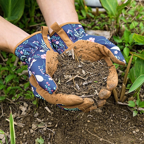 Floral Gardening Gloves with Microfiber Grip, One Size