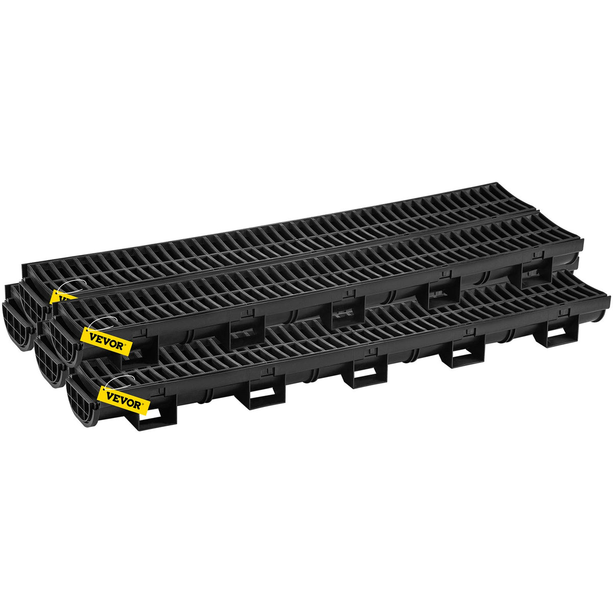39.4" Trench Drain System with Grate - 5 Pack Driveway Channel Drain
