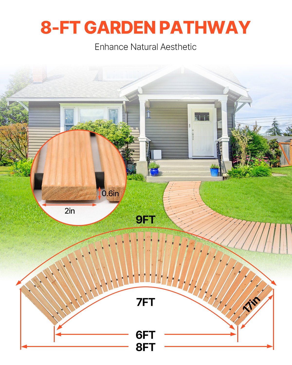 Roll-Out Cedar Garden Pathway — Straight & Curved Walkway
