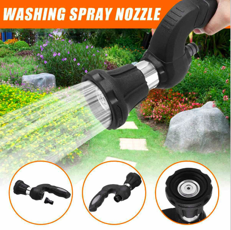 5-Pattern Heavy-Duty Garden Hose Spray Nozzle – Aluminum, High Pressure, Black
