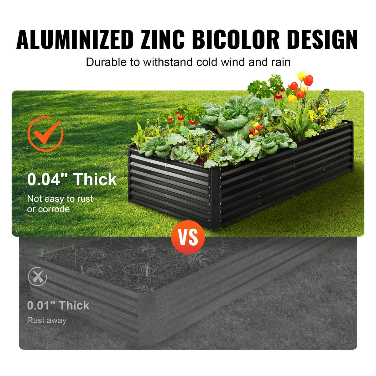 Galvanized Raised Garden Bed, 94.5 x 47.2 x 23.6 Inches
