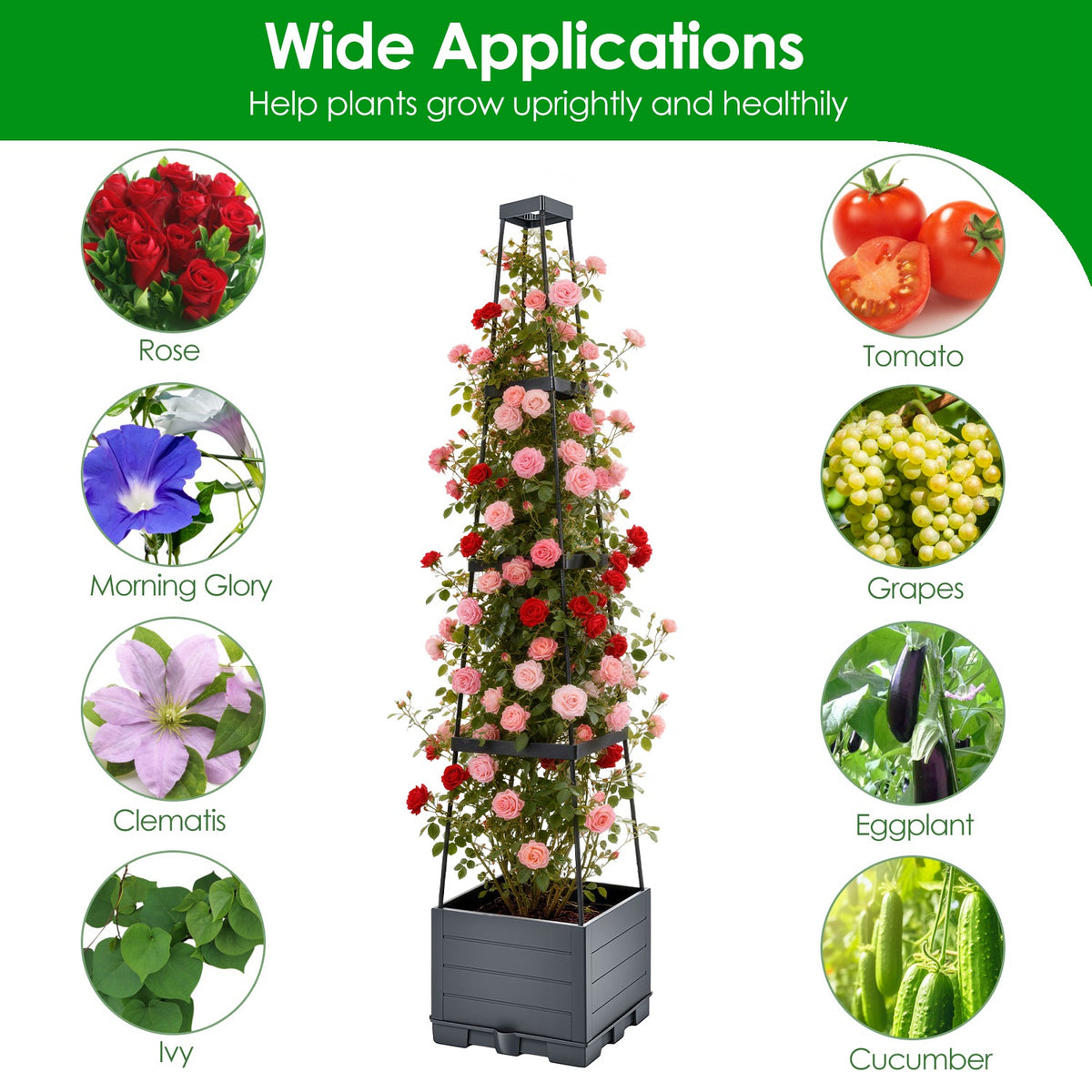 Self-Watering Planter Box with Adjustable Trellis - 56" (2-Pack)