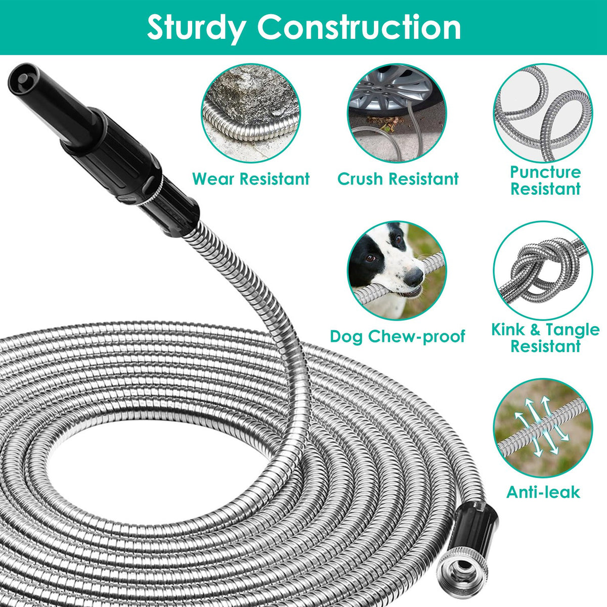 Stainless Steel Garden Hose, 25, 50 or 100 Ft