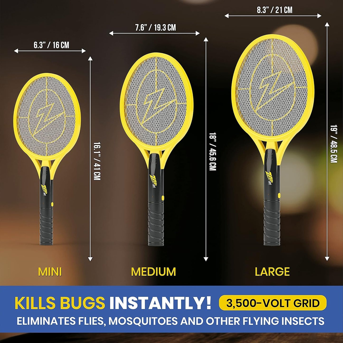 Zap It Bug Zapper Battery Powered (2Xaa Included) Bug Zapper Racket, 3,500 Volt, 2 Pack