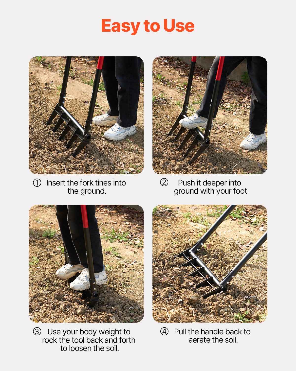 5-Tine Broadfork Garden Tool, Heavy-Duty Soil Cultivator