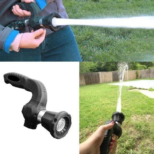 5-Pattern Heavy-Duty Garden Hose Spray Nozzle – Aluminum, High Pressure, Black