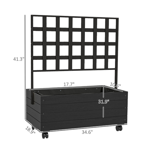 Raised Garden Bed with Trellis & Wheels β 34.6 in Elevated Wood Planter Box