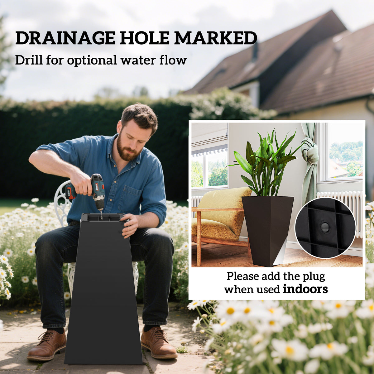 Tall Square Planter Set – Weather-Resistant PP, 3-Pack, 3 Colors