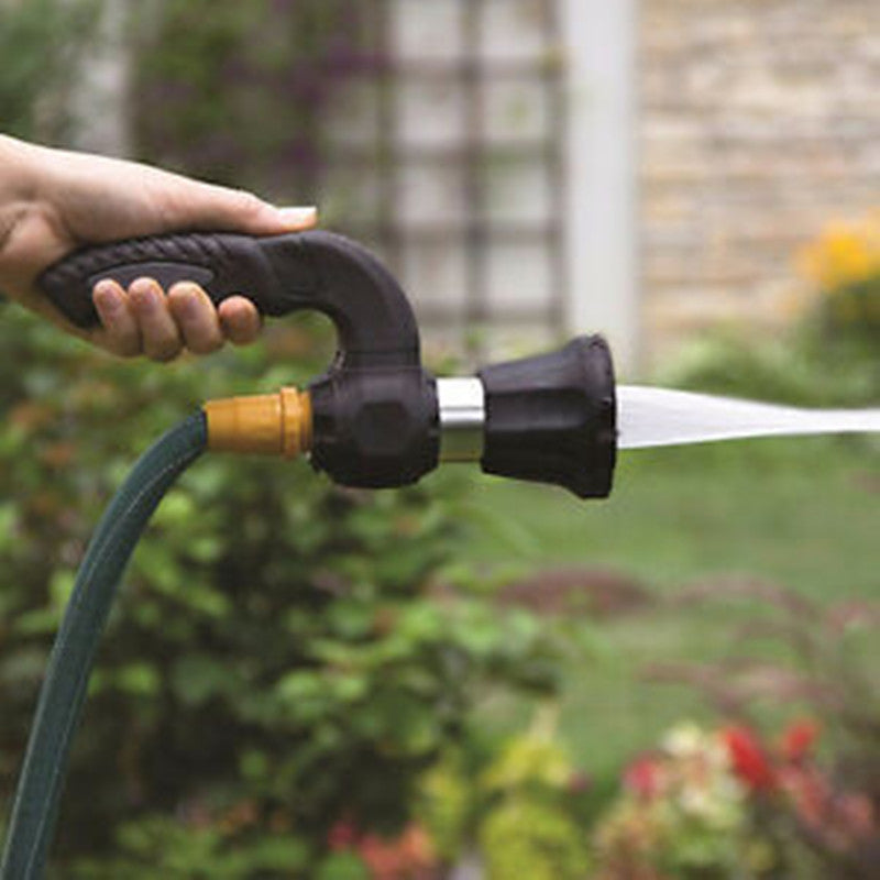 5-Pattern Heavy-Duty Garden Hose Spray Nozzle – Aluminum, High Pressure, Black
