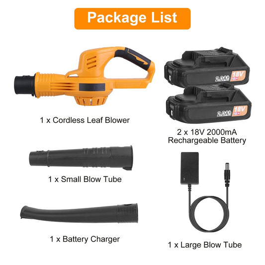 Cordless Leaf Blower 124MPH with 2x 18V Batteries β Makita Compatible