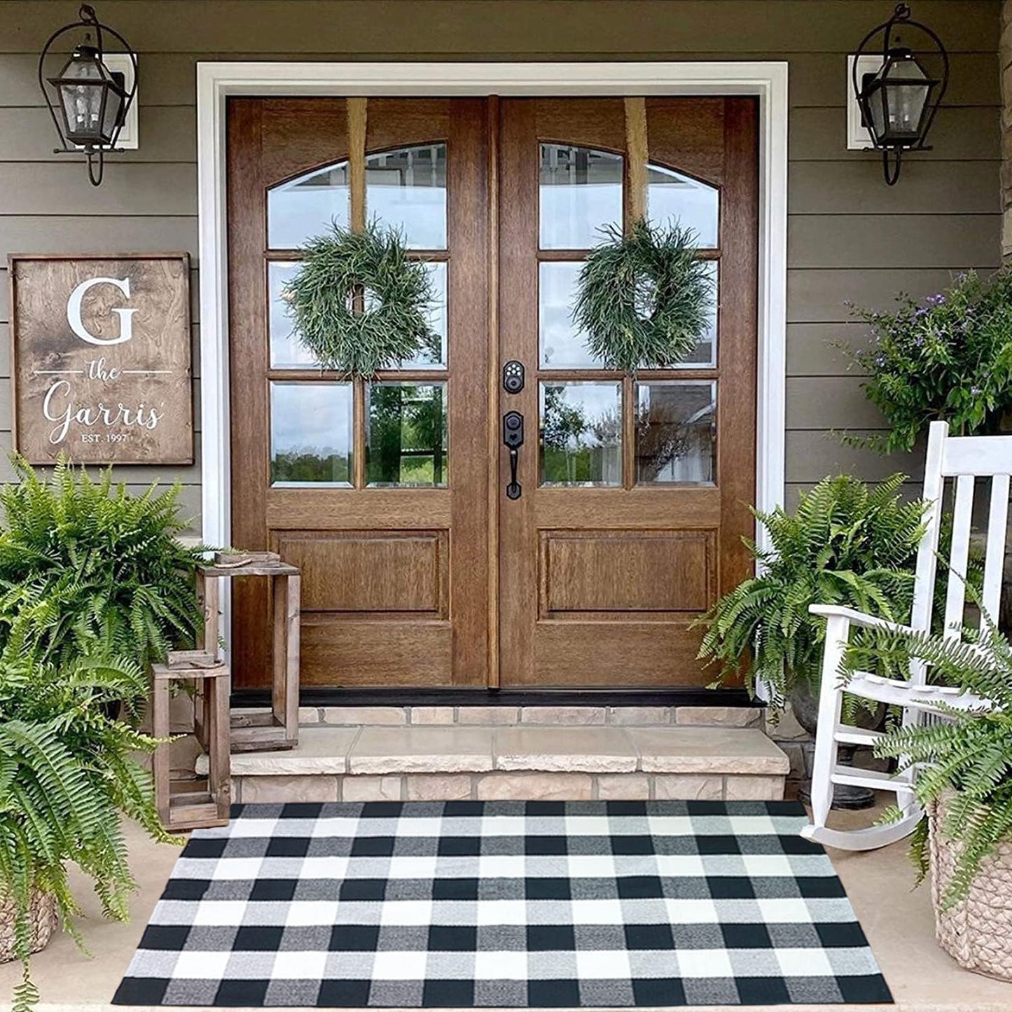 Buffalo Check Rug,Buffalo Plaid Rugs 23.6''X35.4'', Checkered Plaid Rug, Check Plaid Area Rug for Layered Door Mats/Kitchen/Bathroom/Laundry Room (Black and White Plaid Rug)