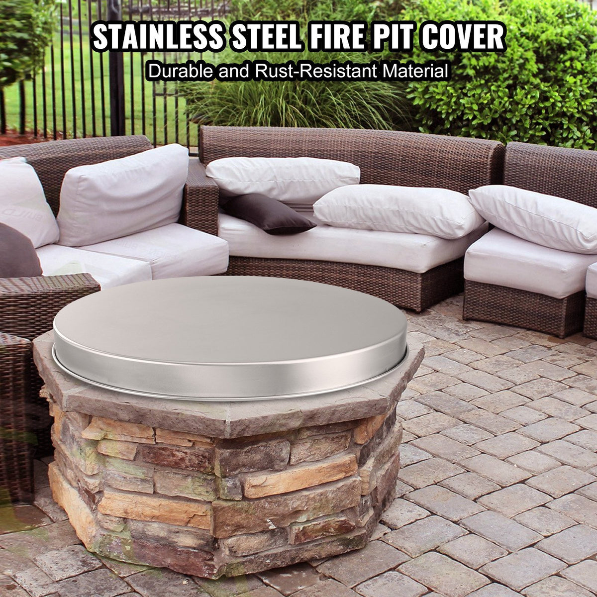 Fire Pit Spark Screen Cover 27-Inch Stainless Steel Safety Mesh Lid