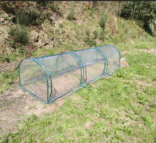 Tunnel Greenhouse 11.5 ft with PVC Cover Steel Frame and Zippered Doors