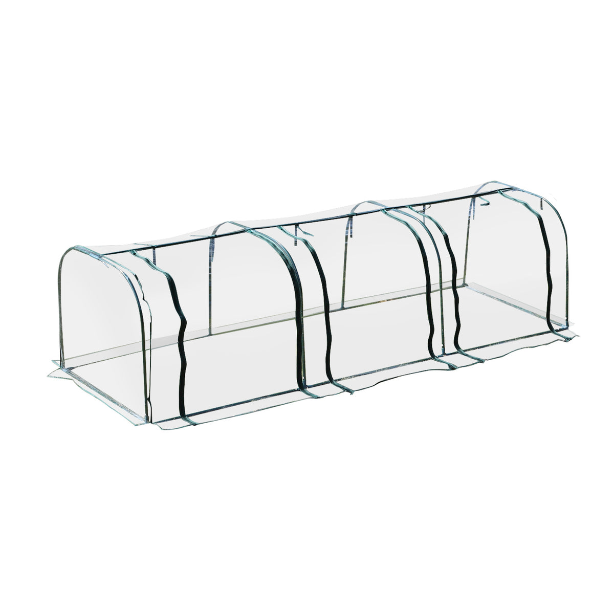 Tunnel Greenhouse 11.5 ft with PVC Cover Steel Frame and Zippered Doors