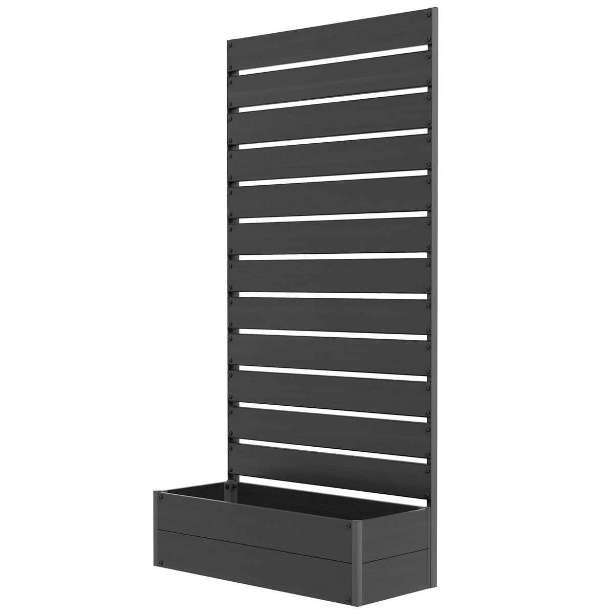 Raised Garden Bed with Trellis, 35.75" x 70.75", Black - Rooted Supplies