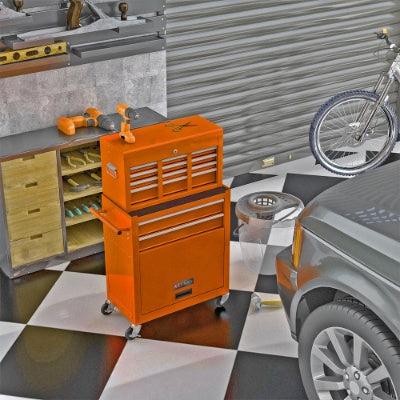 8-Drawer Rolling Tool Chest with Lockable Top Box, 4 Colors