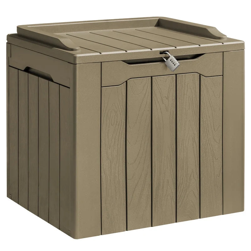 31 Gallon Outdoor Deck Box in Resin with Seat, Black
