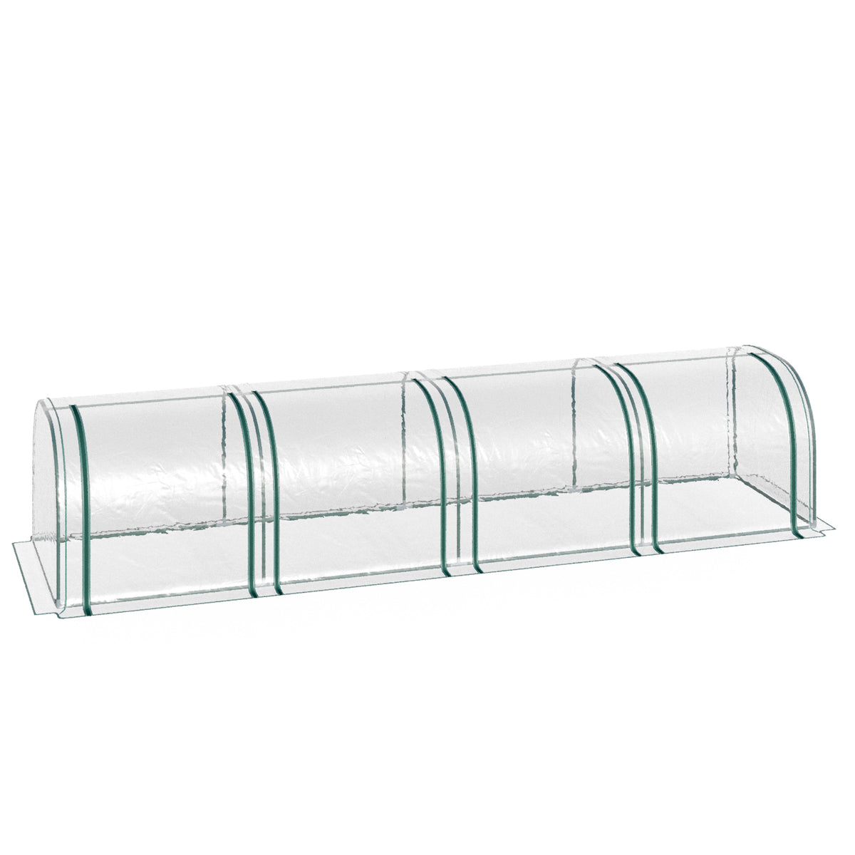 Clear glass display case with curved top on a white background
